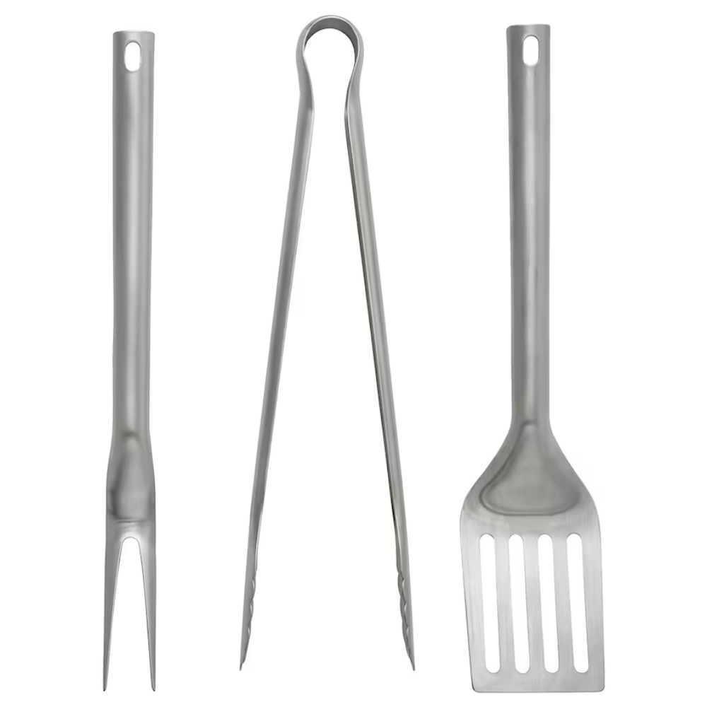 IKEA GRILLTIDER 3-Piece Barbecue Tools Set, Stainless Steel